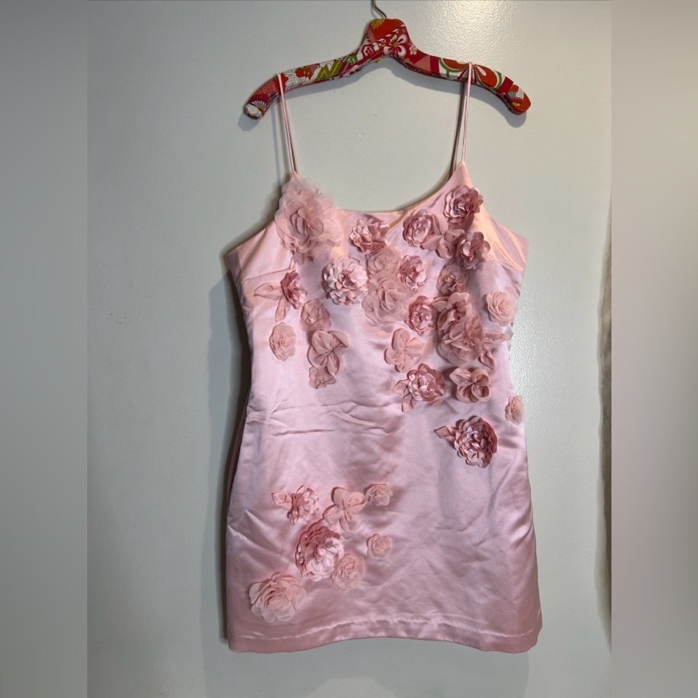 Free People LoveShackFancy Mensa 3D Cascading Rosette Satin Mini Dress - Picture 5 of 8